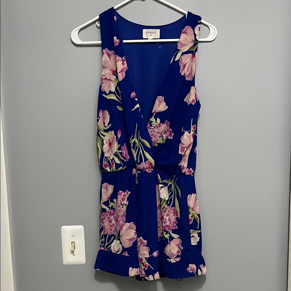 EVERLY Floral Blue Romper